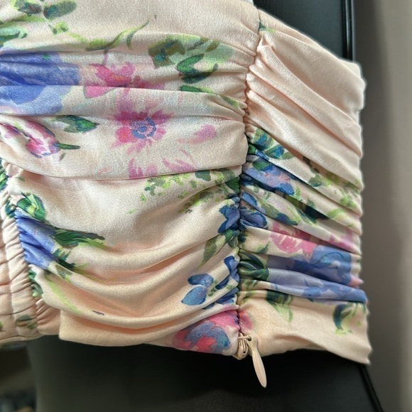 NWT Zara silky floral crop halter corset top light pink S - Picture 5 of 16